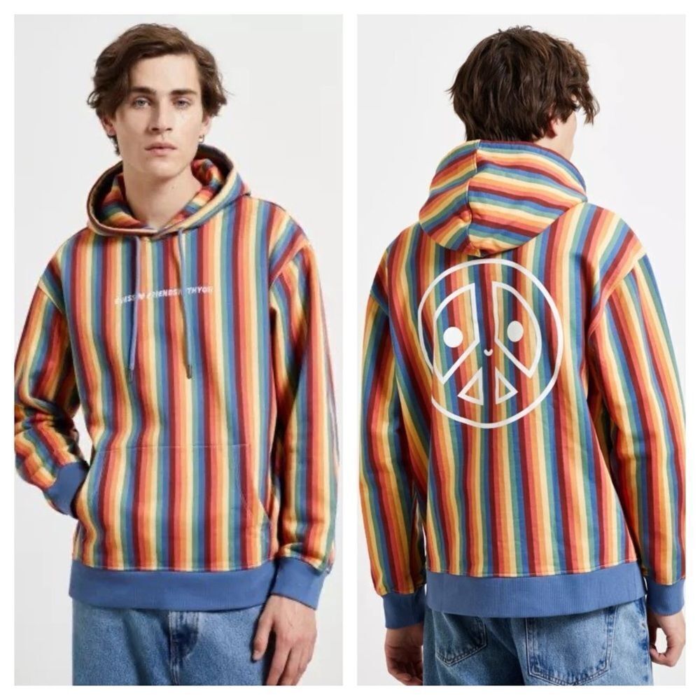 NWT Guess ORIGINALS X FriendsWithYou Striped Hoodie Sweatshirt